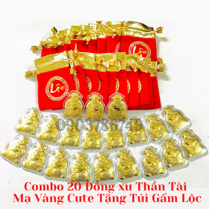 Combo 20 Ông Thần Tài Mạ Vàng Tặng Túi Gấm Lộc - SP005489